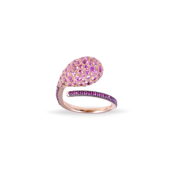 * 18KT GOLD RING SET WITH PINK SAPPHIRES AND RUBIES, BY CHANTECLER "Joyful"