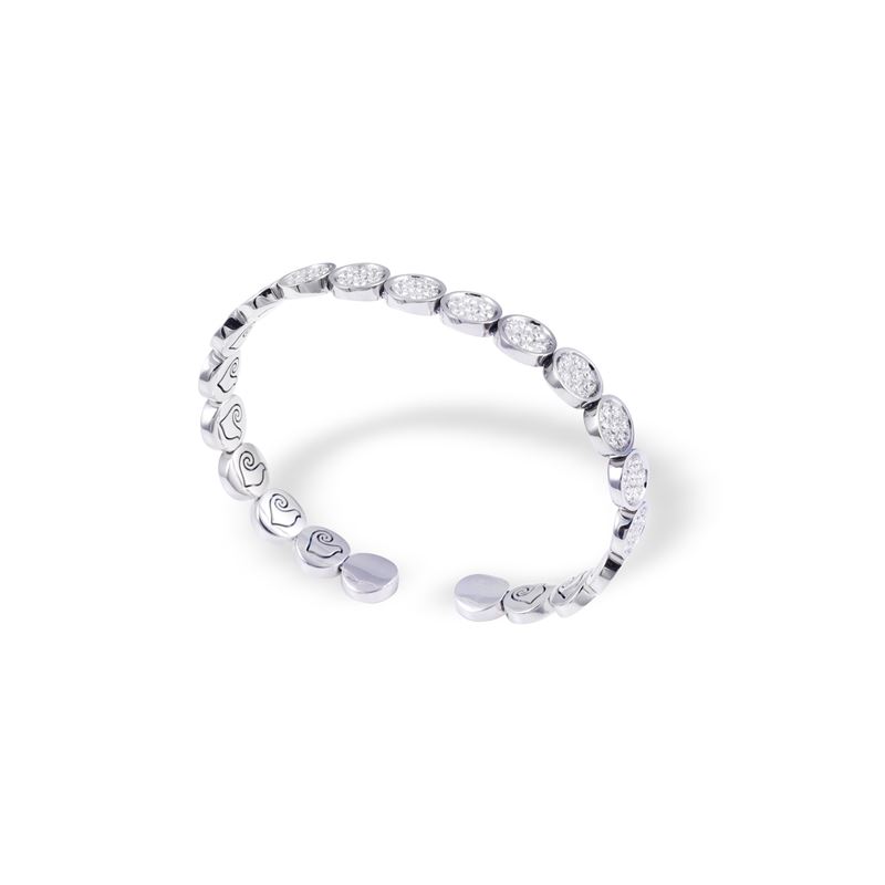 Chantecler, Bracciale semirigido “Paillettes” in oro bianco 18 kt con diamanti