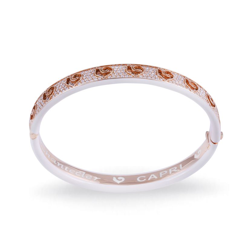 Chantecler, Bracciale “Carousèl” in ceramica bianca e oro rosa 18 kt