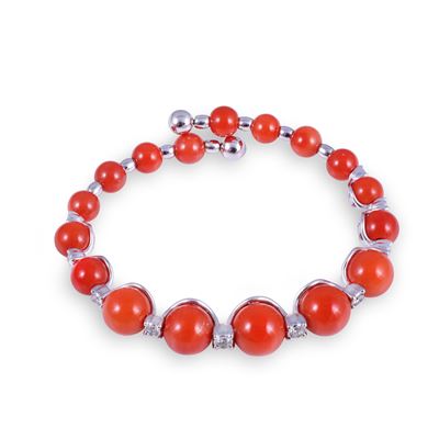 Chantecler, Bracciale semirigido “Cherie” in oro bianco 18 kt con corallo e brillanti