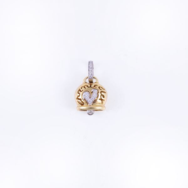 * 18KT GOLD PENDANT SET WITH DIAMONDS, BY CHANTECLER "Campanelle"