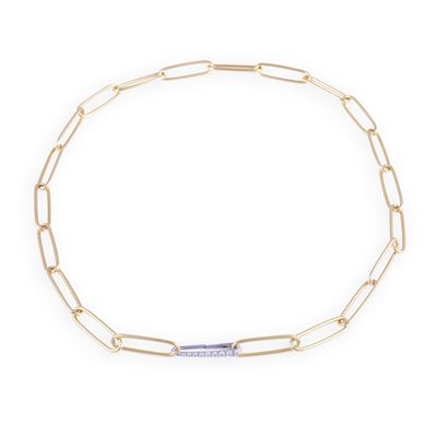 Chantecler, Collana a maglie ovali in oro giallo e bianco 18 kt con chiusura a brillanti