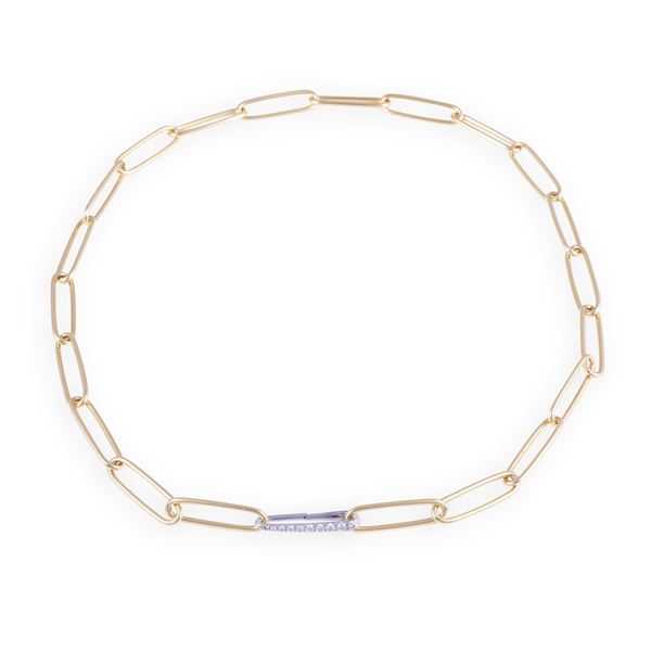* 18KT GOLD NECKLACE WITH DIAMOND-SET CLASP, BY CHANTECLER