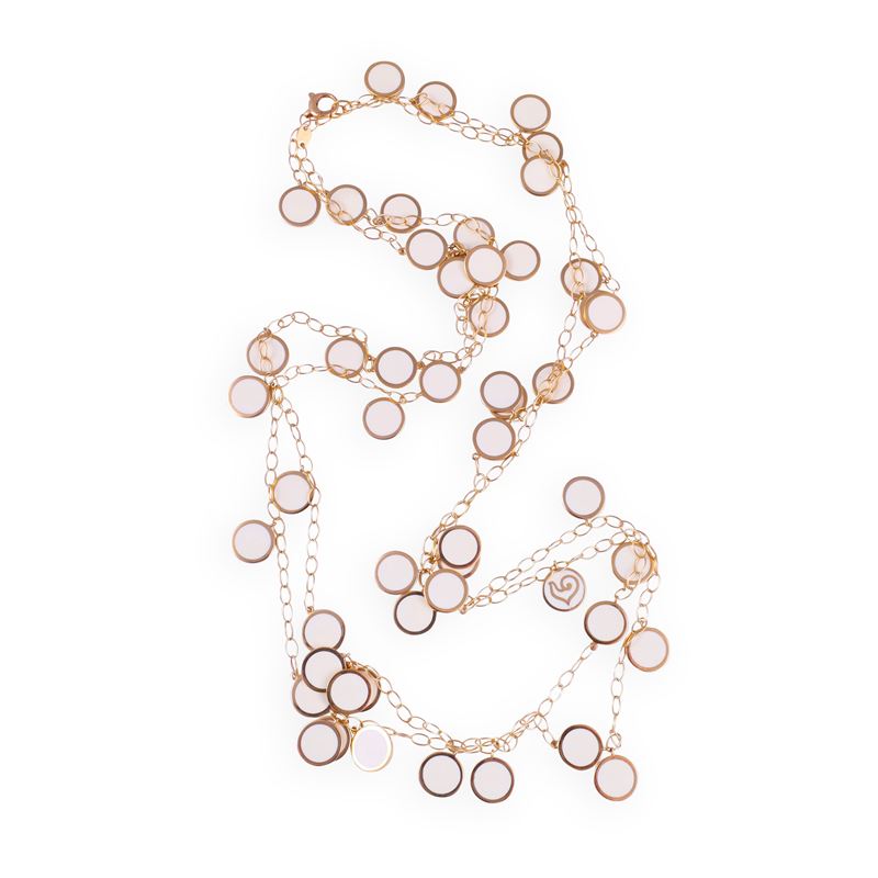 Chantecler, Lunga collana “Paillettes” in oro rosa 18 kt con numerario 1059 NA