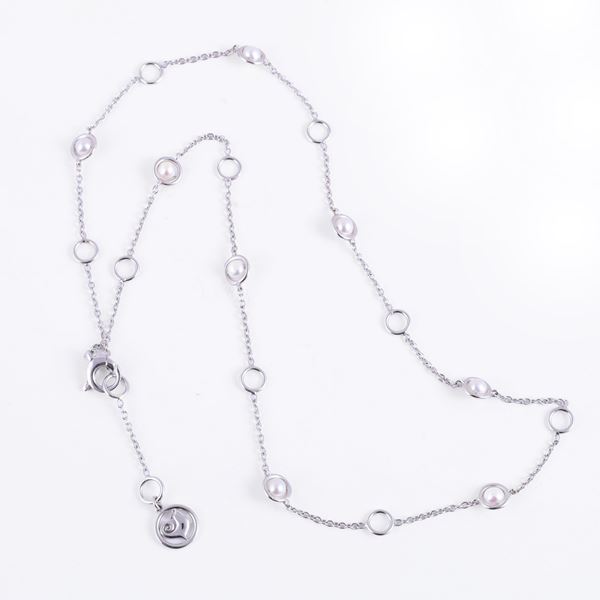 * 18KT GOLD NECKLACE SET WITH FRESHWATER PEARLS, BY CHANTECLER "Accessori"