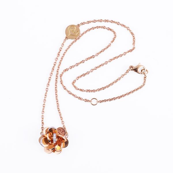 * 18KT GOLD NECKLACE SET WITH DIAMONDS, BY CHANTECLER "Paillettes"