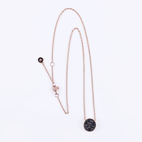 * 18KT GOLD NECKLACE SET WITH BLACK DIAMONDS AND ENAMEL, BY CHANTECLER "Paillettes"