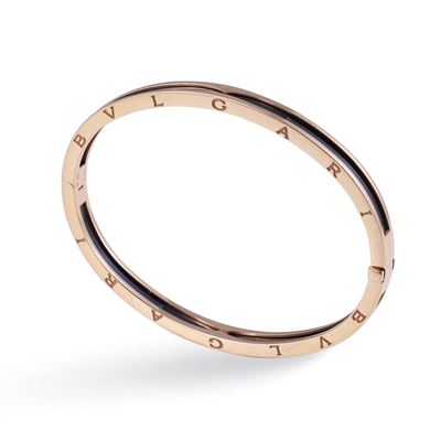 Bvlgari, Bracciale rigido B.Zero1 in oro rosa 18 kt e ceramica nera