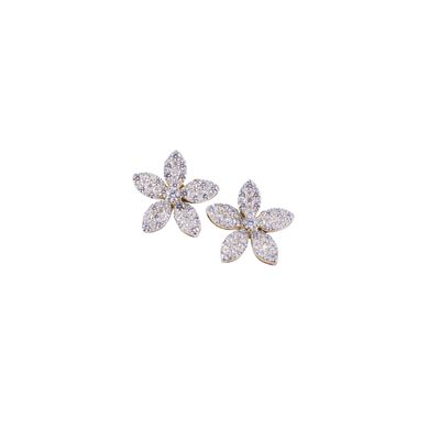 Dámaso Martínez, Orecchini a forma di fiore in oro giallo 18 kt con brillanti in pavé