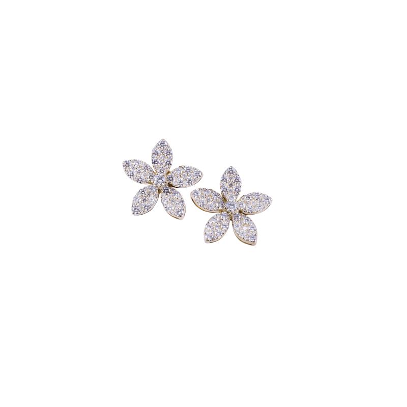 Dámaso Martínez, Orecchini a forma di fiore in oro giallo 18 kt con brillanti in pavé