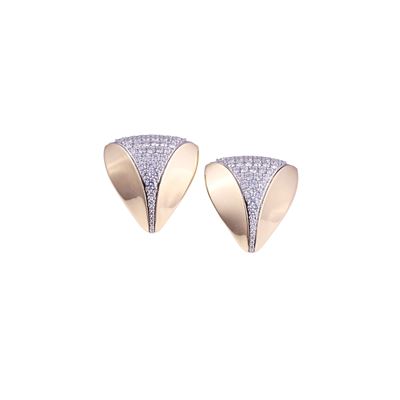 Dámaso Martínez, Orecchini in oro rosa e bianco 18 kt a forma triangolare con brillanti in pavé