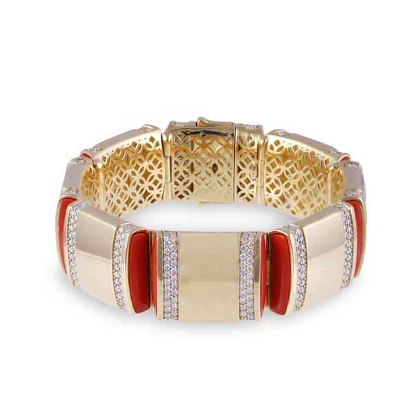 * 18KT GOLD BRACELET, SET WITH DIAMONDS AND HARDSTONE, BY DÁMASO MARTÍNEZ