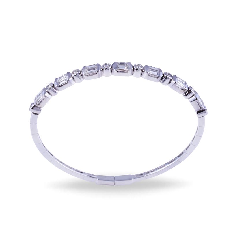 Dámaso Martínez, Bracciale in oro bianco 18 kt con diamanti baguette e brillanti