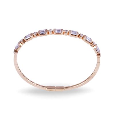 Dámaso Martínez, Bracciale semirigido in oro rosa 18 kt con diamanti baguette e brillanti