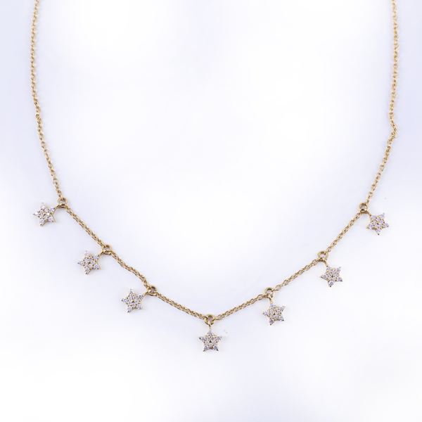 * 18KT GOLD CHAIN WITH DIAMOND-SET PENDANTS