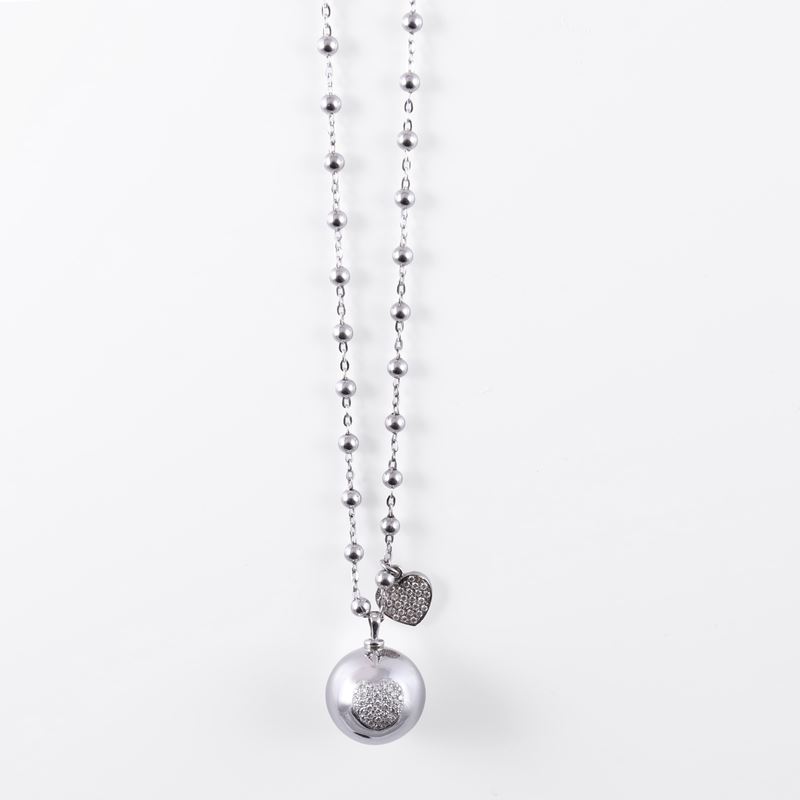 Dámaso Martínez, Collana con pendenti in oro bianco 18 kt e pavé di brillanti
