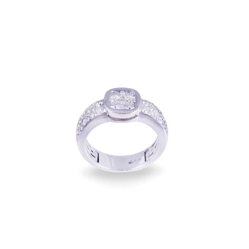Dámaso Martínez, Anello in oro bianco 18 kt con brillanti in pavé