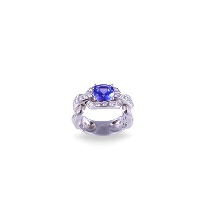 Dámaso Martínez, Anello con tanzanite e brillanti in oro bianco 18 kt