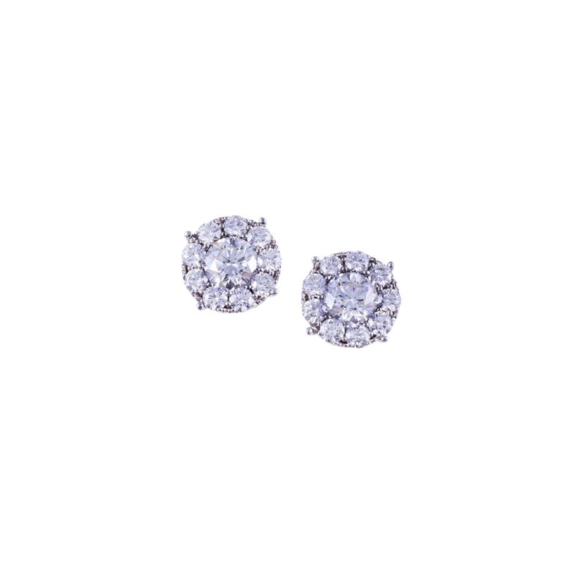 Dámaso Martínez, Orecchini in oro bianco 18 kt con brillanti e diamante centrale