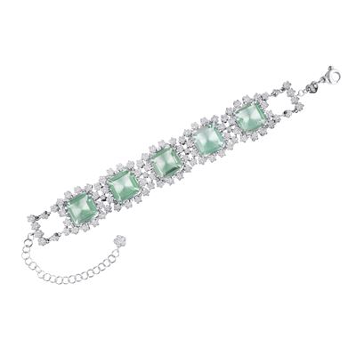 Pasquale Bruni, Bracciale in oro bianco 18 kt con prasioliti e brillanti
