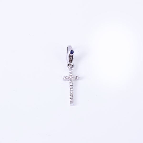 * 18KT GOLD PENDANT SET WITH DIAMONDS AND SMALL CABOCHON-CUT SAPPHIRE, BY PASQUALE BRUNI