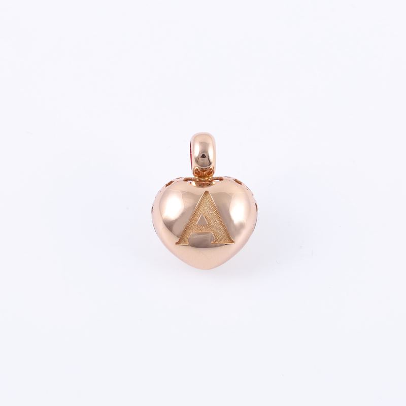 Pasquale Bruni, Amore — pendente in oro rosa 18 kt a cuore traforato con smalto rosso