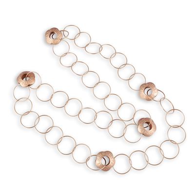 Pasquale Bruni, Collana in oro rosa 18 kt con maglie tonde e motivi floreali