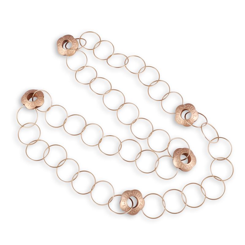Pasquale Bruni, Collana in oro rosa 18 kt con maglie tonde e motivi floreali
