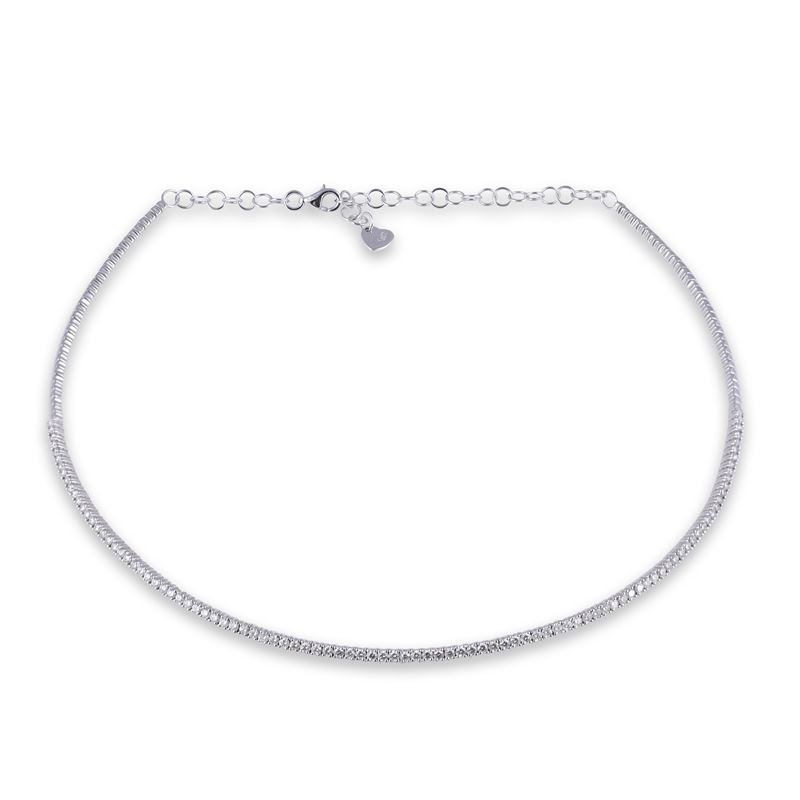 Choker, in oro bianco 18 kt con brillanti (ca. 1,80 ct), chiusura regolabile