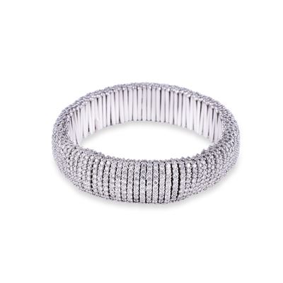 Bracciale in oro bianco 18 kt con brillanti, chiusura a fascia estensibile