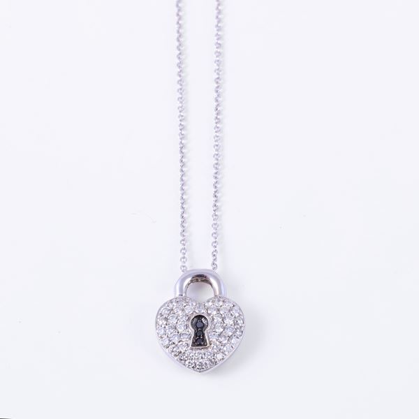* 18KT GOLD NECKLACE WITH DIAMOND-SET PENDANT