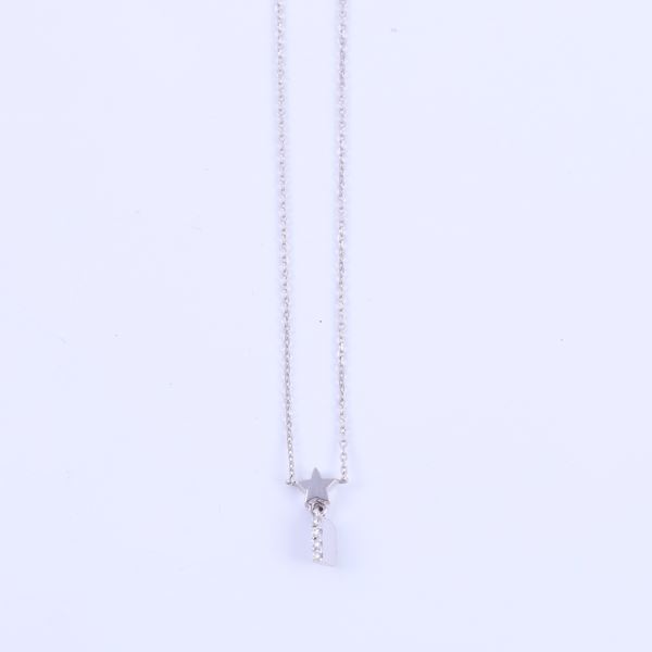 * 18KT GOLD NECKLACE WITH DIAMOND-SET PENDANT