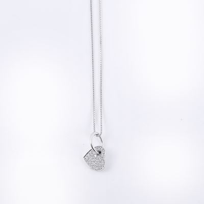 Catenina con pendente, oro bianco 18 kt e pavé di brillanti