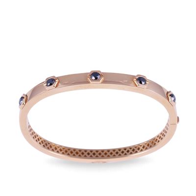 Dámaso Martínez, Bracciale rigido in oro rosa 18 kt con cinque diamanti neri