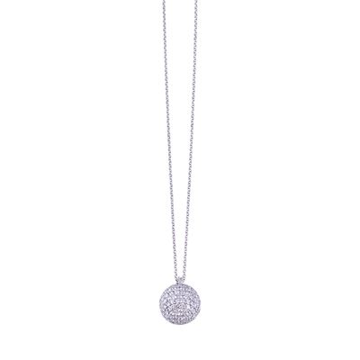 D. Donna, Girocollo in oro bianco 18 kt con boule pendente in pavé di brillanti