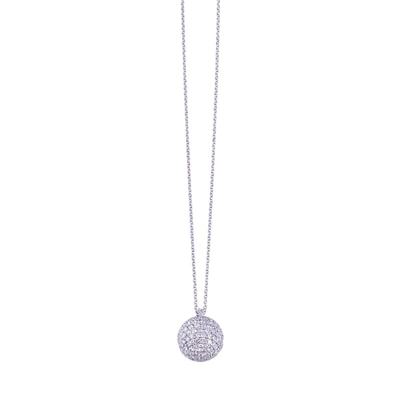 D. Donna, Girocollo in oro bianco 18 kt con boule pendente in pavé di brillanti