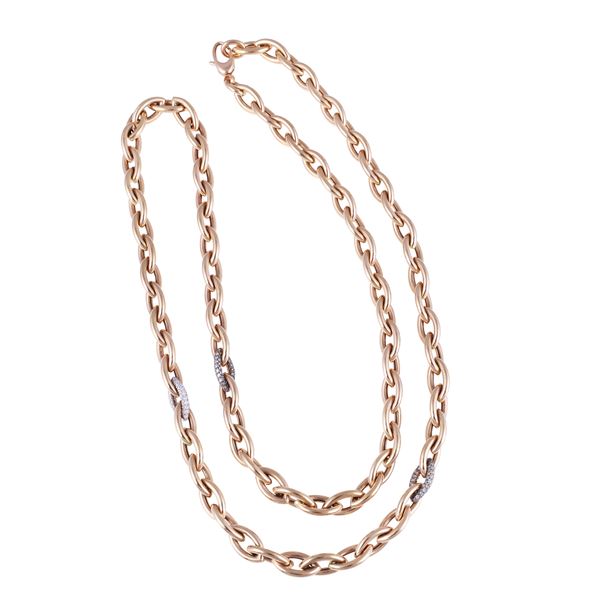 * 18KT GOLD NECKLACE SET WITH COLORLESS AND BROWN DIAMONDS