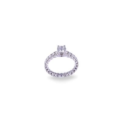 Anello, oro bianco 18 kt con brillanti e diamanti (1,70 ct ca.)