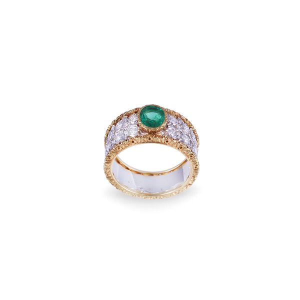* 18KT GOLD SET WITH DIAMONDS AND EMERALD, BY MARIO BUCCELLATI