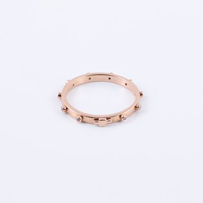 Anello rosario, oro rosa 18 kt e brillanti, misura 15