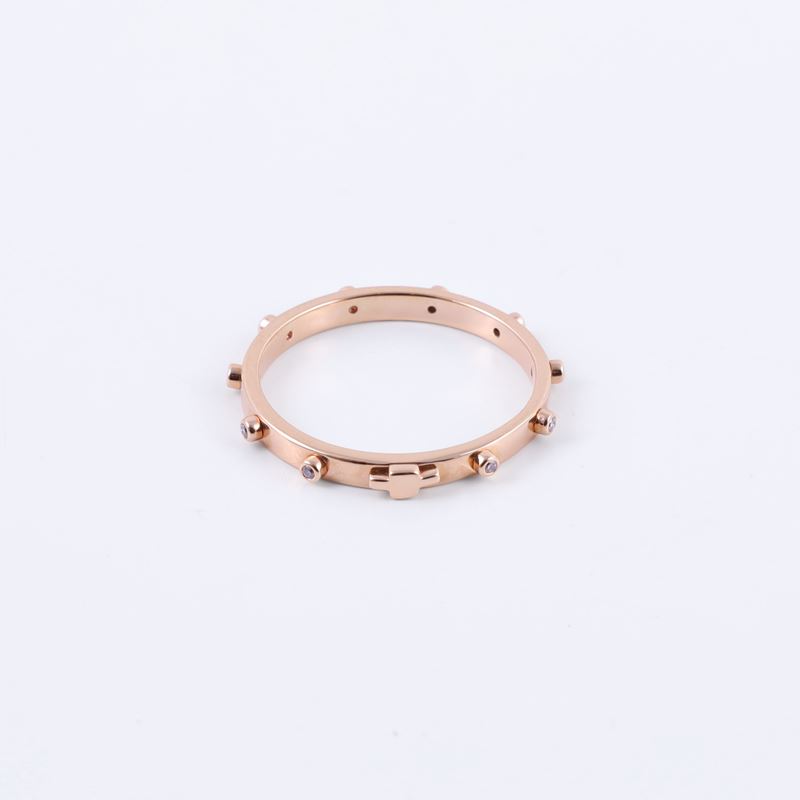 Anello rosario, oro rosa 18 kt e brillanti, misura 15