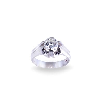 Anello, oro bianco 18 kt con brillante (1,52 ct), gr. 8,4
