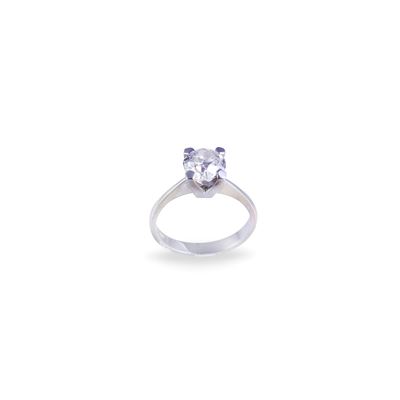 Oro bianco 18 kt, Anello con diamante taglio antico europeo (1,50 ct ca.), gr. 4,5, misura 14,5
