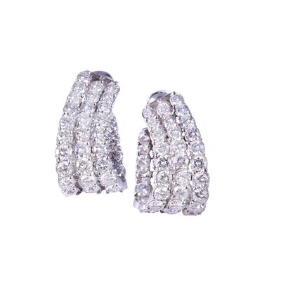 Orecchini a clip in oro bianco 18 kt con brillanti, peso totale ca. 12 ct
