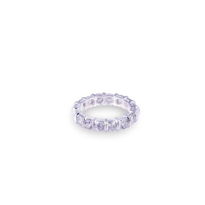 Anello a rivière, oro bianco 18 kt con brillanti (ca. 3 ct), misura 17