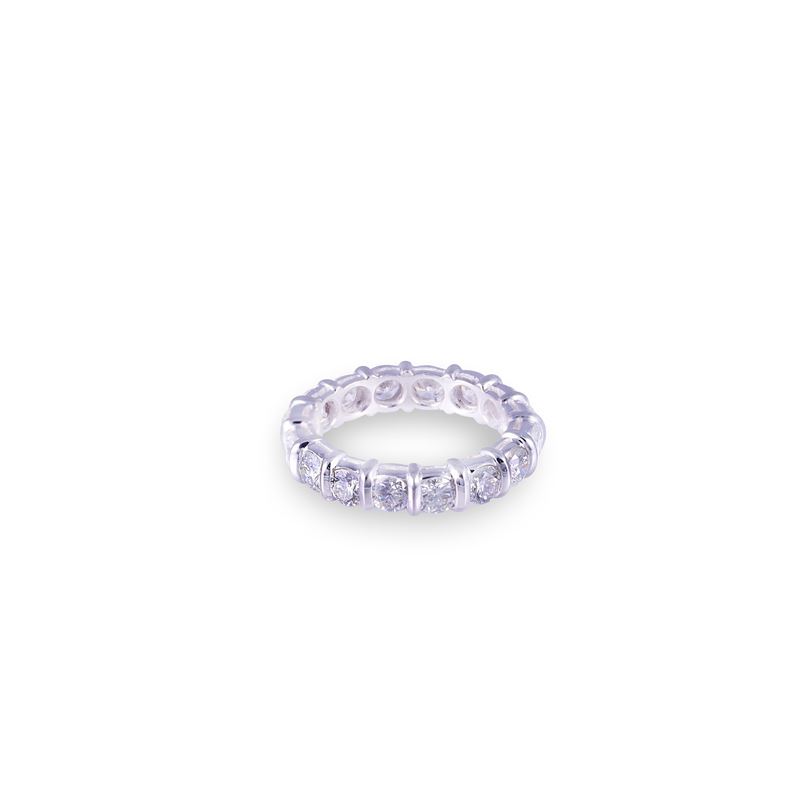 Anello a rivière, oro bianco 18 kt con brillanti (ca. 3 ct), misura 17