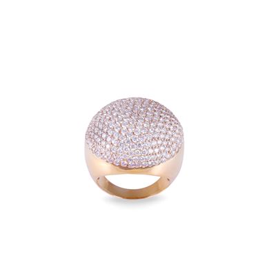 Anello in oro rosa 18 kt con cupola in pavé di brillanti
