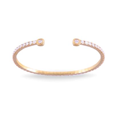 Bracciale in oro giallo 18 kt con brillanti (3,70 ct ca.), semirigido regolabile