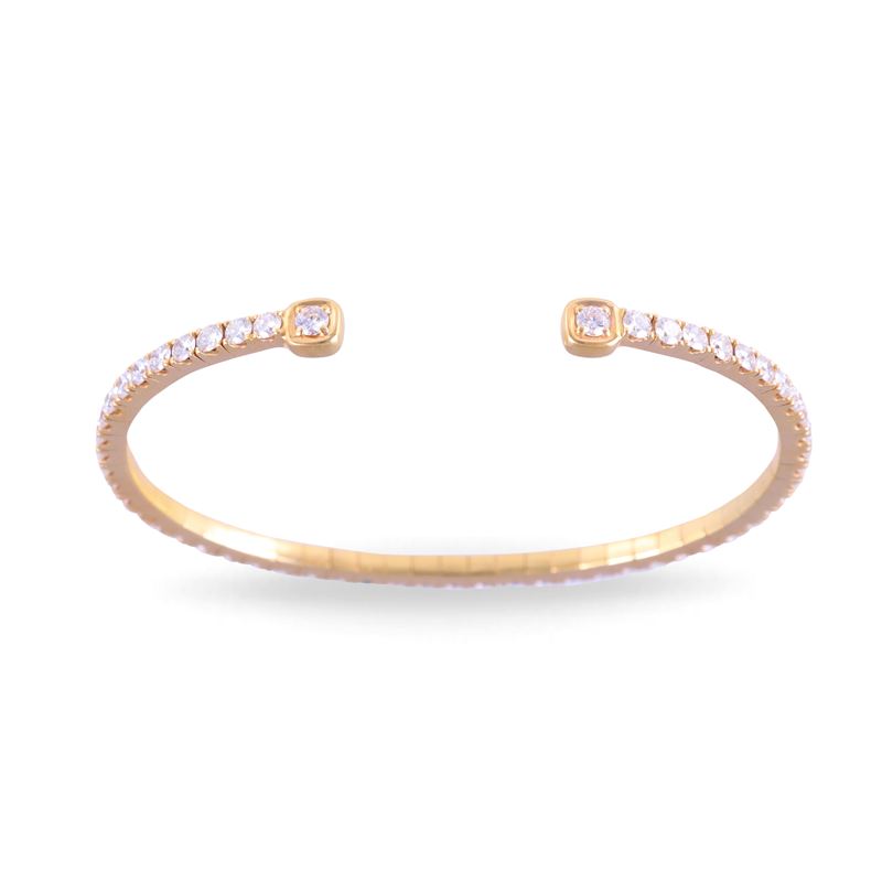 Bracciale in oro giallo 18 kt con brillanti (3,70 ct ca.), semirigido regolabile