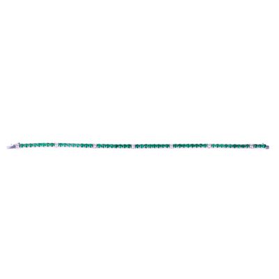 Rivière in oro bianco 18 kt con smeraldi e brillanti, bracciale